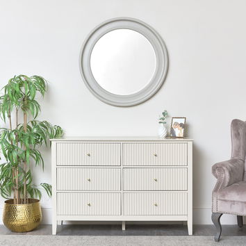 Large Round Taupe Grey Wall Mirror 80cm x 80cm