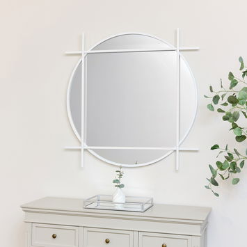 Large Round White Wall Mirror 97cm x 97cm