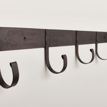 Large Rustic Iron Wall Hook Storage Rack 