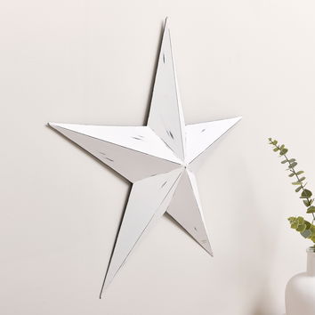 Large Rustic White Metal Wall Star 