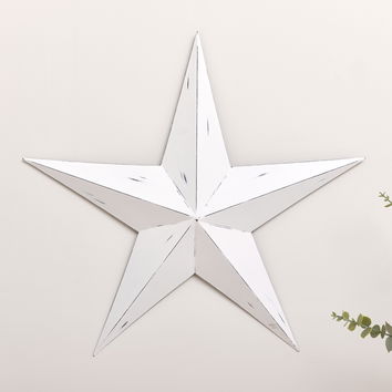 Large Rustic White Metal Wall Star 