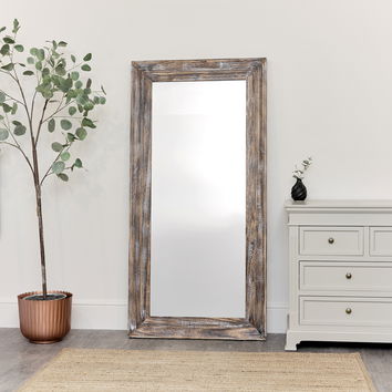 Large Rustic Wooden Wall/Leaner Mirror 158cm x 78cm