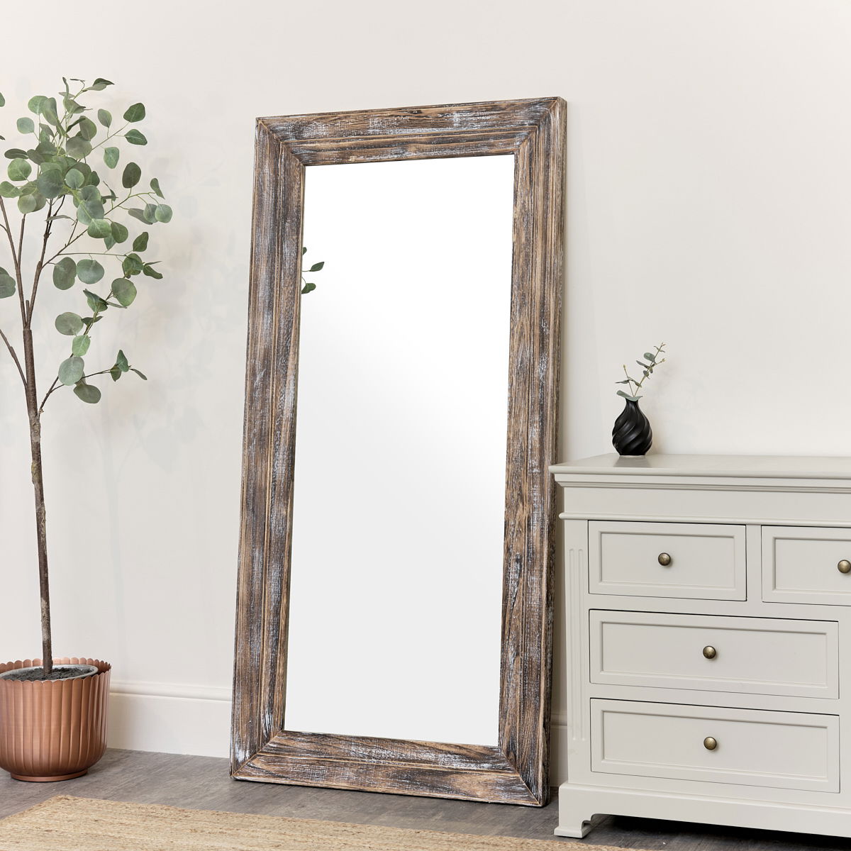 Large Rustic Wooden Wall/Leaner Mirror 158cm x 78cm