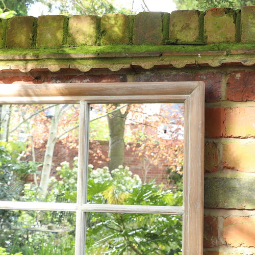 Large Rustic Wooden Window Wall Mirror 120cm x 90cm