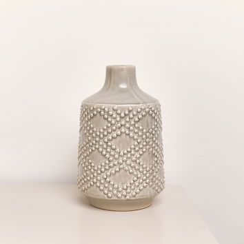 Large Sage Grey Ceramic Bobble Vase - 29cm