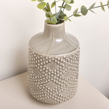 Large Sage Grey Ceramic Bobble Vase - 29cm