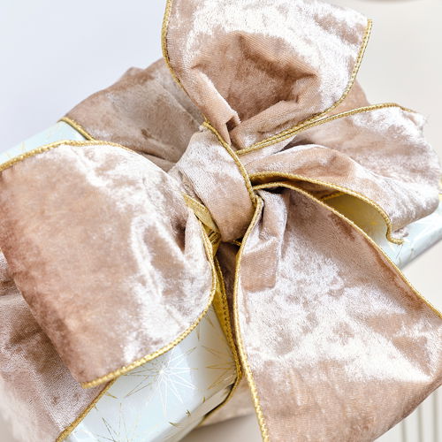 Large Shiny Velvet Pink & Gold Wired Ribbon Garland - 270cm