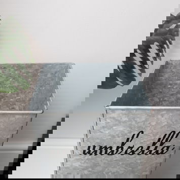 Large Silver Galvanised Umbrella stand With Black Text