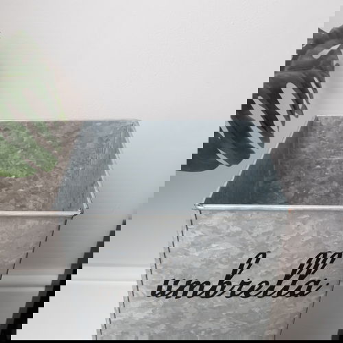 Large Silver Galvanised Umbrella stand With Black Text