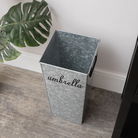 Large Silver Galvanised Umbrella stand With Black Text