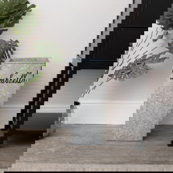 Large Silver Galvanised Umbrella stand With Black Text