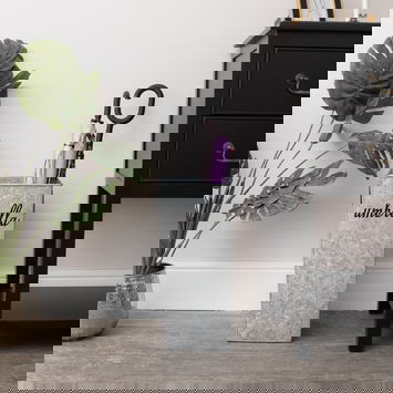 Large Silver Galvanised Umbrella stand With Black Text