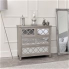  Large Silver Mirrored Chest of Drawers, Console / Dressing Table & Pair of Bedside Tables - Sabrina Silver Range