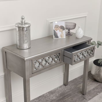  Large Silver Mirrored Chest of Drawers, Console / Dressing Table & Pair of Bedside Tables - Sabrina Silver Range