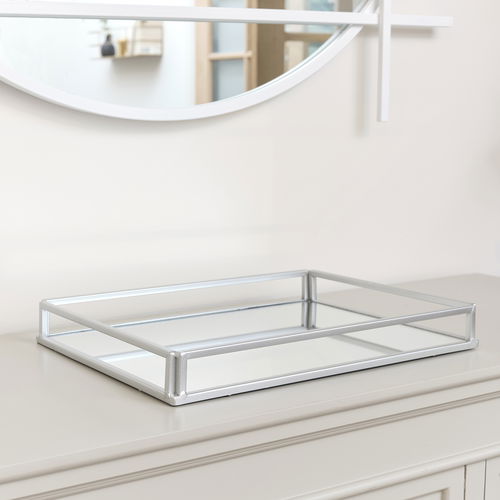 Large Silver Mirrored Cocktail Tray