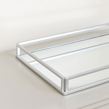 Large Silver Mirrored Cocktail Tray