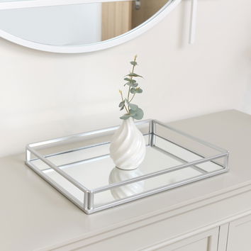 Large Silver Mirrored Cocktail Tray