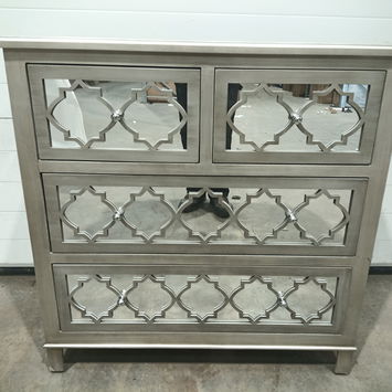 Large Boho Silver Mirrored Chest of Drawers - Sabrina Silver Range