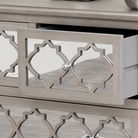 Large Silver Mirrored Lattice Chest of Drawers - Sabrina Silver Range