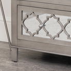 Large Silver Mirrored Lattice Chest of Drawers - Sabrina Silver Range