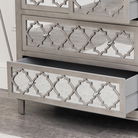 Large Silver Mirrored Lattice Chest of Drawers - Sabrina Silver Range