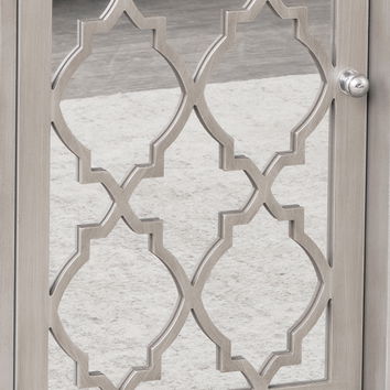 Large Silver Mirrored Lattice Sideboard - Sabrina Silver Range