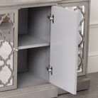 Large Silver Mirrored Lattice Sideboard - Sabrina Silver Range