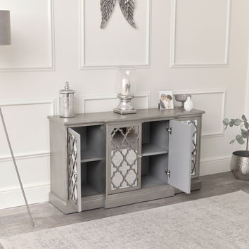 Large Silver Mirrored Sideboard - Sabrina Silver Range