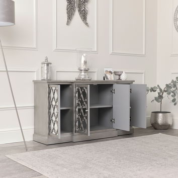 Large Silver Mirrored Sideboard - Sabrina Silver Range