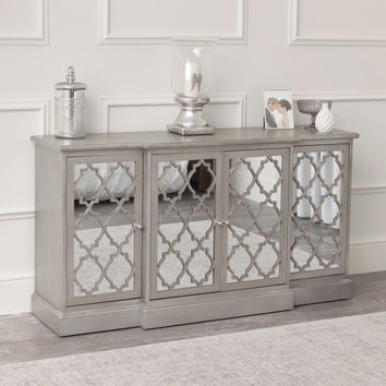 Large Silver Mirrored Sideboard - Sabrina Silver Range