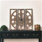 Large Square 3 Part Wooden Skeleton Wall Clock