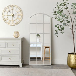 Large Taupe Arched Window Mirror - 108cm x 59cm