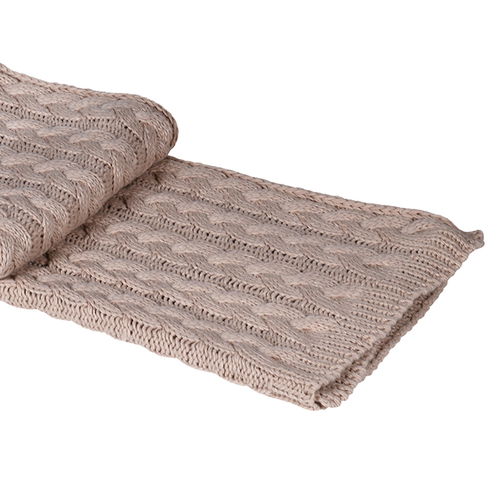 Large Taupe Cable Knit Throw - 160cm x 150cm