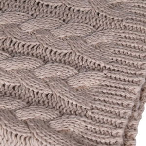 Large Taupe Cable Knit Throw - 160cm x 150cm