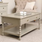 Large Taupe Grey Bobbin Bobble 2 Drawer Coffee Table