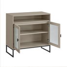 Large Two Door Reeded Glass Sideboard - Hesley Taupe Stone Range