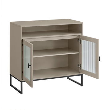 Large Two Door Reeded Glass Sideboard - Hesley Taupe Stone Range