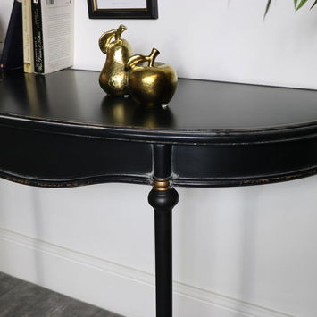 Large Vintage Half Moon Metal Console Table 