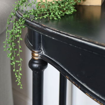 Large Vintage Half Moon Metal Console Table 