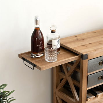 Large Vintage Wooden & Silver Wine Cabinet