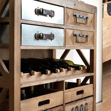 Large Vintage Wooden & Silver Wine Cabinet