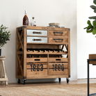 Large Vintage Wooden & Silver Wine Cabinet