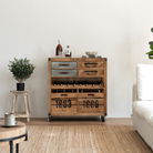 Large Vintage Wooden & Silver Wine Cabinet