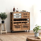 Large Vintage Wooden & Silver Wine Cabinet