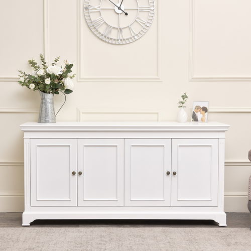 Large White 4 Door Sideboard - Daventry White Range - DAMAGED SECOND