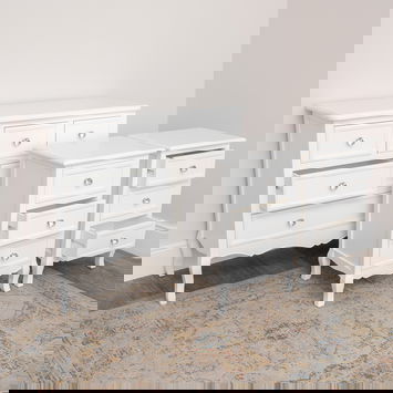 Large White 6 Drawer Chest of Drawers & Pair of 3 Drawer Bedsides - Victoria White Range