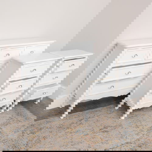 Large White 6 Drawer Chest of Drawers & Pair of 3 Drawer Bedsides - Victoria White Range