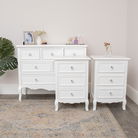 Large White 6 Drawer Chest of Drawers & Pair of 3 Drawer Bedsides - Victoria White Range