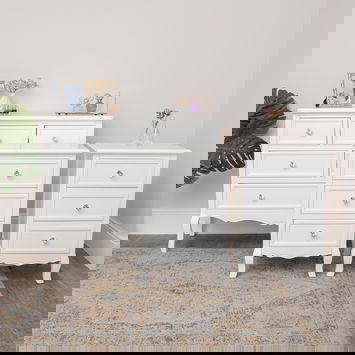 Large White 6 Drawer Chest of Drawers & Pair of 3 Drawer Bedsides - Victoria White Range