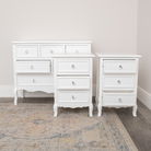 Large White 6 Drawer Chest of Drawers & Pair of 3 Drawer Bedsides - Victoria White Range